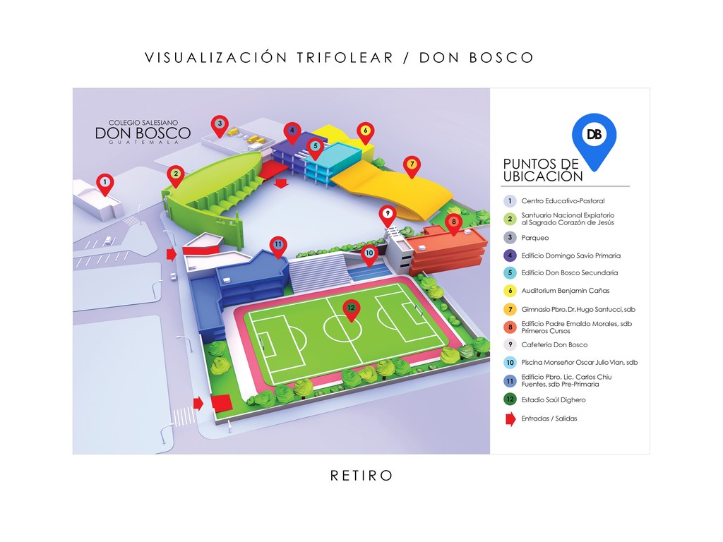 Mapa Tridimencional y señalizado del Colegio Don Bosco